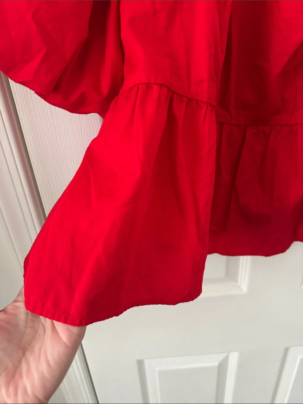 Old Navy Red Puff-Sleeve Peplum Blouse